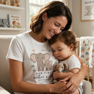 Soft Elephant Mom Baby First Mothers Day Art T Shirt