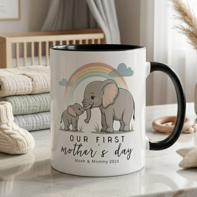 Soft Elephant Mom Baby First Mothers Day Calm Love Mugg (Skapare uppladdad)