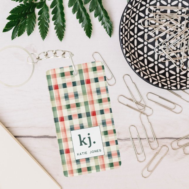 Soft Evergreen Gingham Monogram (Skapare uppladdad)