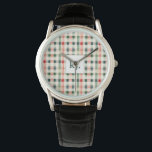 Soft Evergreen Gingham Monogram Armbandsur<br><div class="desc">Öka stil med den här eleganten Soft Evergreen Gingham Monogram Watch. Den här klassiska designen är perfekt för alla som har vintage-inspirerade tillbehör med modern beröring och som har en tidslättlös mönster i muterad grönt, rött och krämfärgtoner. Monogrammet för anpassadet på bevakningen ansikte tillför en personlig fläkt, skapar det som...</div>