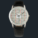 Soft Evergreen Gingham Monogram Armbandsur<br><div class="desc">Öka stil med den här eleganten Soft Evergreen Gingham Monogram Watch. Den här klassiska designen är perfekt för alla som har vintage-inspirerade tillbehör med modern beröring och som har en tidslättlös mönster i muterad grönt, rött och krämfärgtoner. Monogrammet för anpassadet på bevakningen ansikte tillför en personlig fläkt, skapar det som...</div>