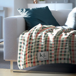 Soft Evergreen Gingham Monogram Fleecefilt