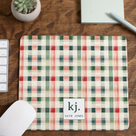 Soft Evergreen Gingham Monogram Musmatta