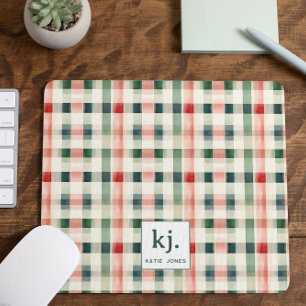 Soft Evergreen Gingham Monogram Musmatta