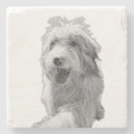 Soft Eyes, Solid Surface – Monochrome Dog Portrait Stenunderlägg