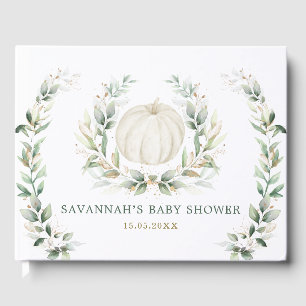 Soft Fall Pumpkin Greenery Guld Neutralt Baby Gästböcker