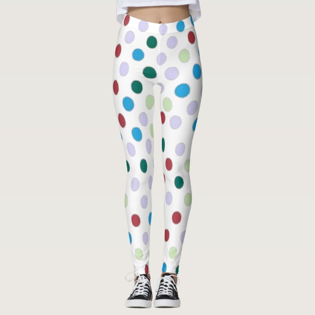 Soft Färg polka punkt Leggings (Framsida)