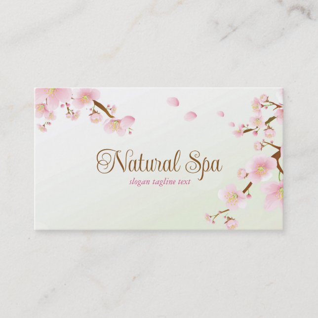 Soft Färg Rosa Cherry Blommar Natural Spa Visitkort (Framsida)