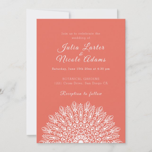 Soft Feather Dry Pampas Grass Mandala Wedding Inbjudningar (Framsida)