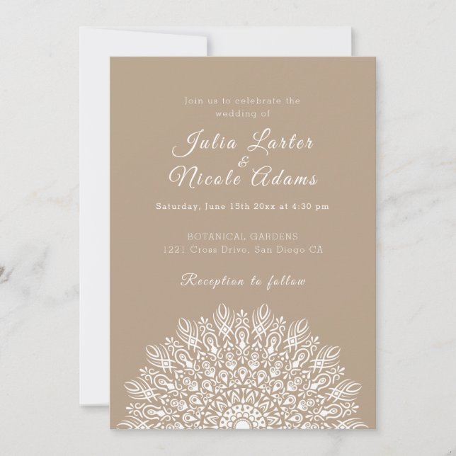 Soft Feather Dry Pampas Grass Mandala Wedding Inbjudningar (Framsida)