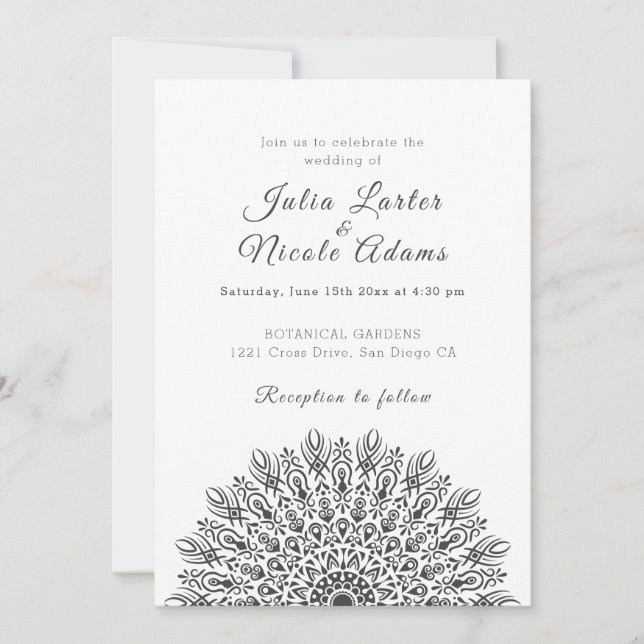 Soft Feather Dry Pampas Grass Mandala Wedding Inbjudningar (Framsida)