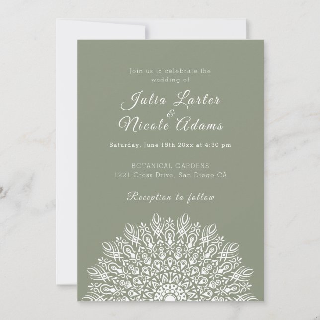 Soft Feather Dry Pampas Grass Mandala Wedding Inbjudningar (Framsida)