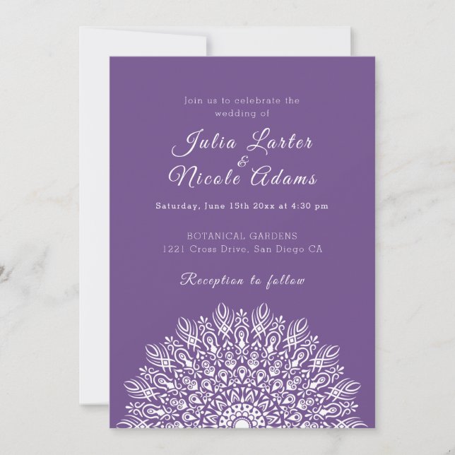 Soft Feather Dry Pampas Grass Mandala Wedding Inbjudningar (Framsida)