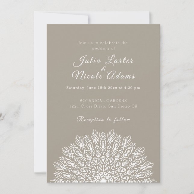 Soft Feather Dry Pampas Grass Mandala Wedding Inbjudningar (Framsida)
