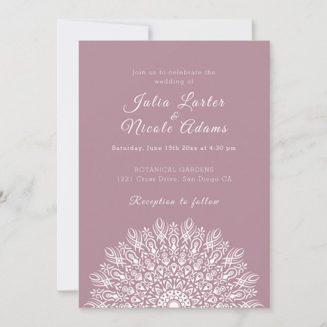 Soft Feather Dry Pampas Grass Mandala Wedding Inbjudningar (Framsida)