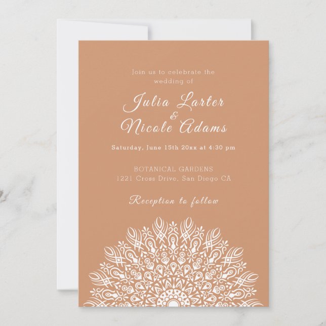 Soft Feather Dry Pampas Grass Mandala Wedding Inbjudningar (Framsida)
