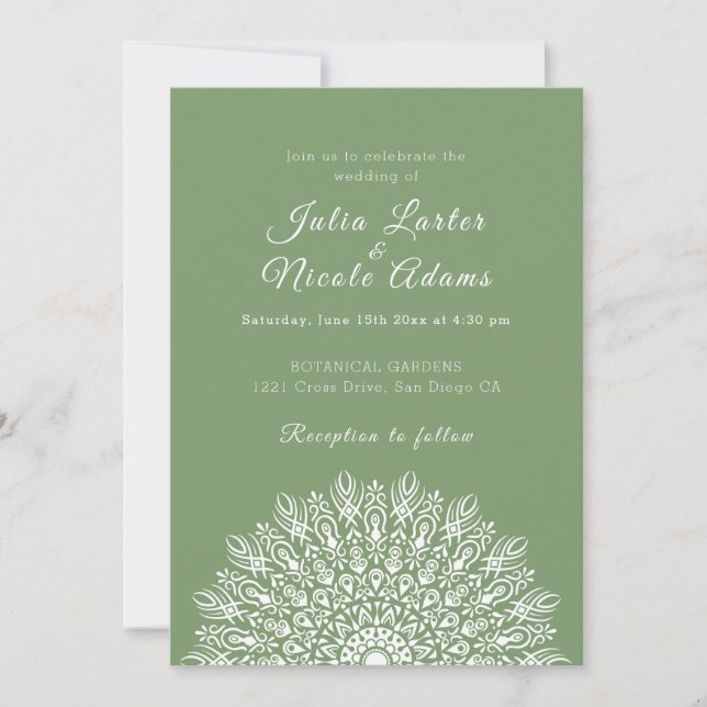 Soft Feather Dry Pampas Grass Mandala Wedding Inbjudningar (Framsida)