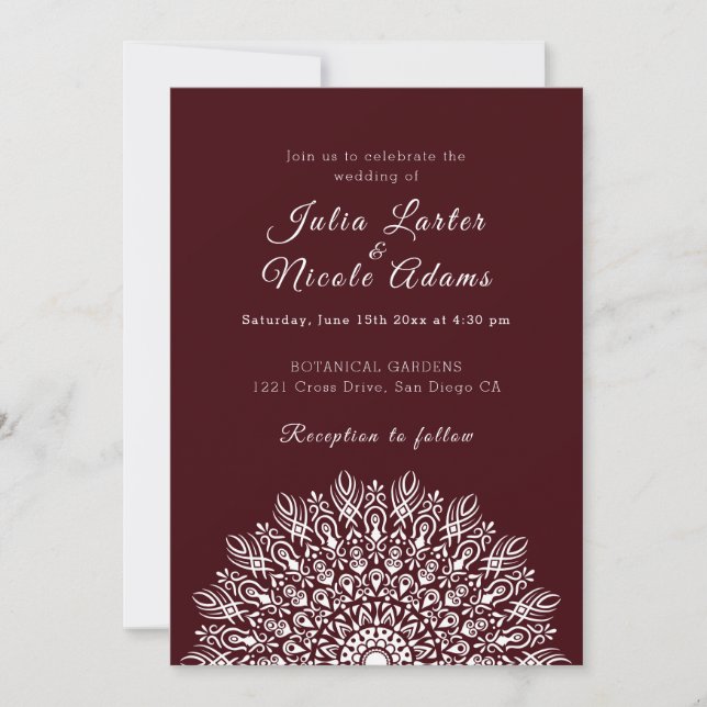 Soft Feather Dry Pampas Grass Mandala Wedding Inbjudningar (Framsida)