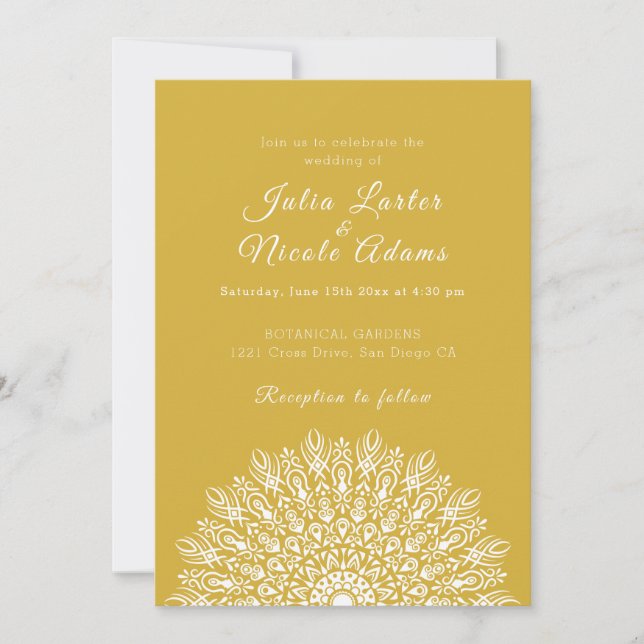 Soft Feather Dry Pampas Grass Mandala Wedding Inbjudningar (Framsida)