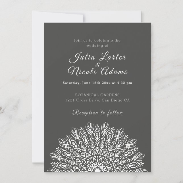 Soft Feather Dry Pampas Grass Mandala Wedding Inbjudningar (Framsida)