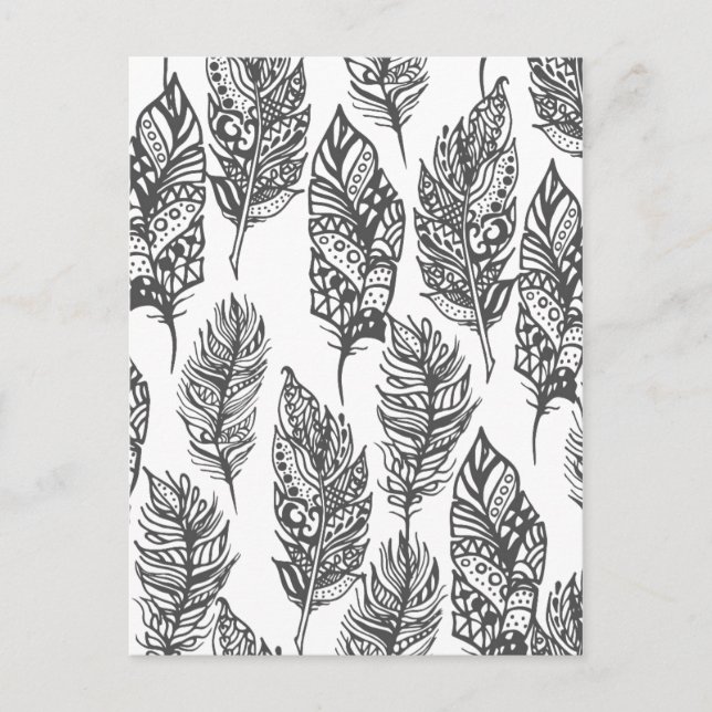 Soft Feathers Doodle Vykort (Framsida)