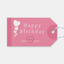 Soft Flamingo Rosa Birthday Hearts Gift Märkres Presentetikett