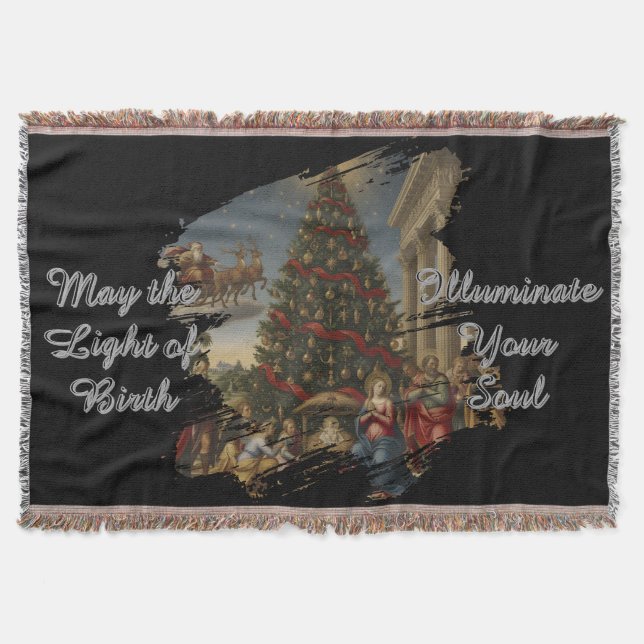 Soft Fleece Nativity Christmas Throw Blanket Filt (Framsidan)