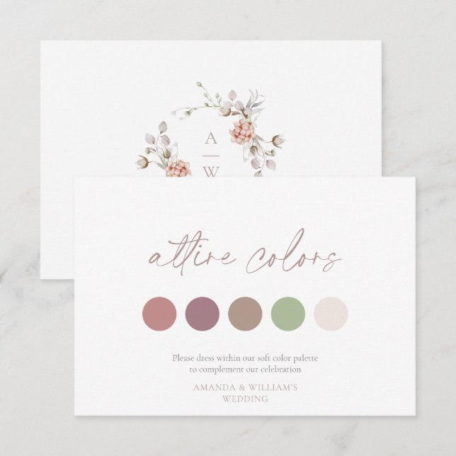 Soft Floral Attire Colors Wedding Card Inbjudningar (Fram/baksida)
