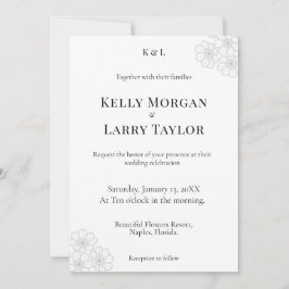 Soft Floral Elegance Minimalist Wedding Invitation Inbjudningar