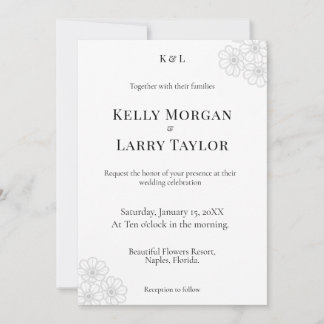 Soft Floral Elegance Minimalist Wedding Invitation Inbjudningar