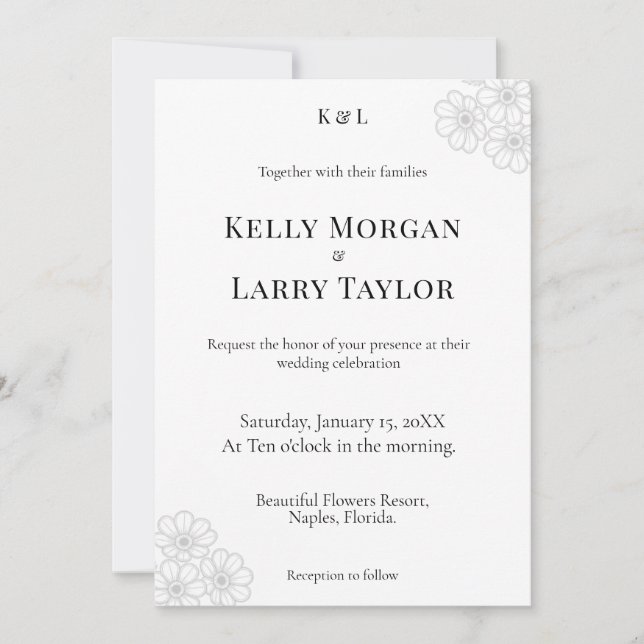 Soft Floral Elegance Minimalist Wedding Invitation Inbjudningar (Framsida)