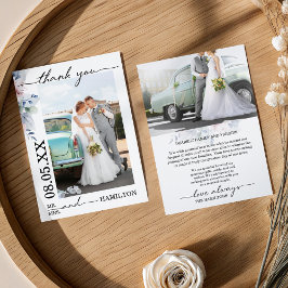 Soft Floral Photo Wedding Thank You Card Tack Kort