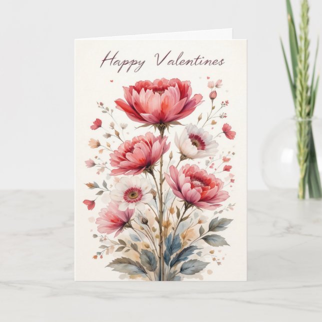 Soft Floral Valentine Romantic Rose Valentines  Kort (Framsida)