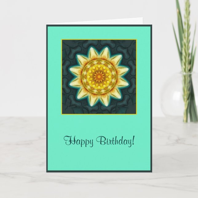 Soft Flower Mandala-födelsedagskort Kort (Framsida)