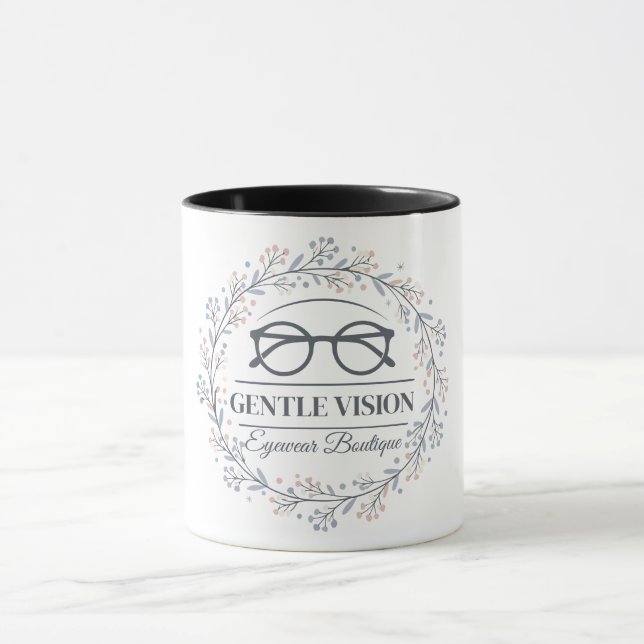Soft Flowers Surrounding Reading Glasses Style Mugg (Center)
