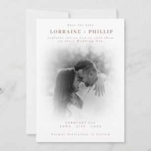 Soft Focus black and white Photo Save Date Inbjudningar