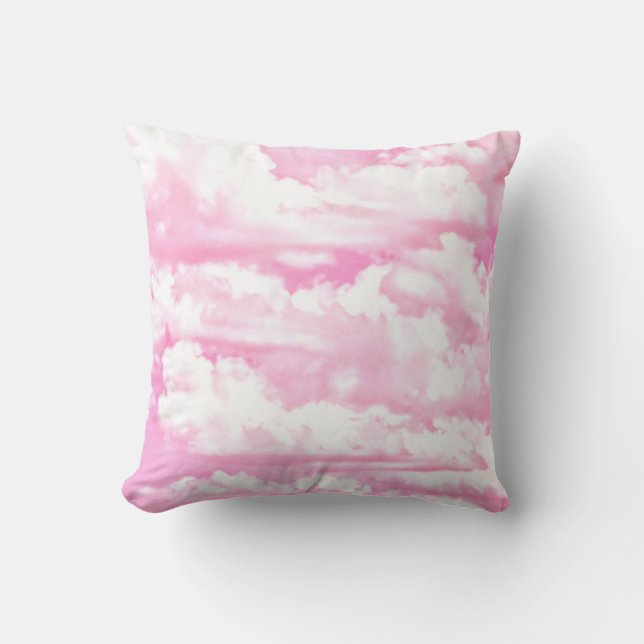 Soft Fuchsia Rosa Girly Clouds Kudde (Framsida)