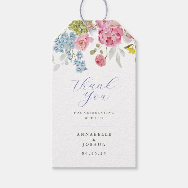 Soft Garden Blommigt Bröllop Presentetikett (Framsidan)