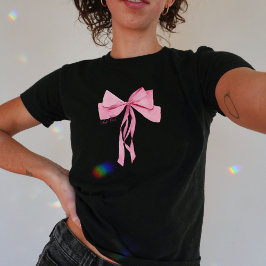 Soft Girl Coquette Rosa Bow T Shirt