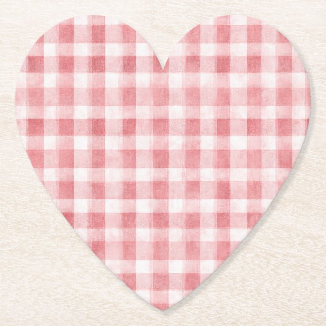 Soft Girly Pink White Plaid Stripes Bridal Shower Underlägg Papper (Framsida)