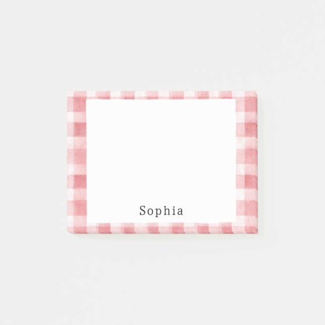 Soft Girly Pink White Plaid Stripes   Post-it Block (Framsida)