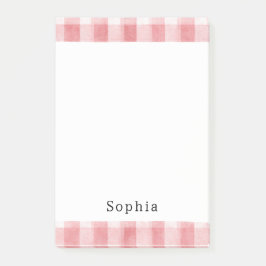 Soft Girly Pink White Plaid Stripes   Post-it Block
