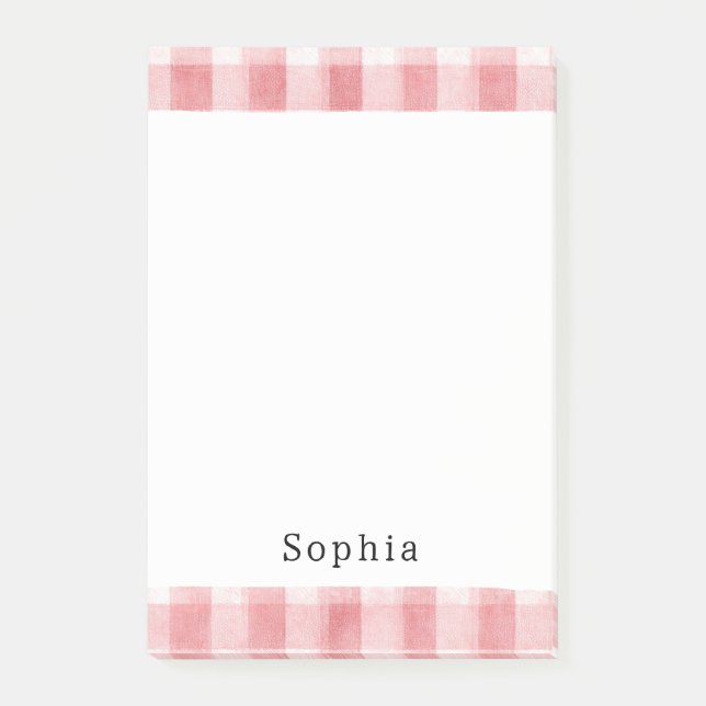 Soft Girly Pink White Plaid Stripes   Post-it Block (Framsida)