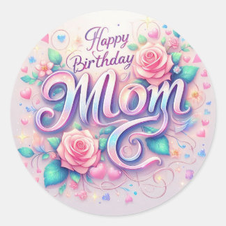 Soft glittre birthday sticker for mother  runt klistermärke