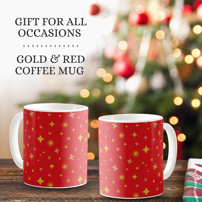 Soft Glow Golden Stars & Floral Petals Pattern Kaffemugg (Skapare uppladdad)