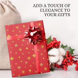 Soft Glow Golden Stars & Floral Petals Pattern Presentpapper