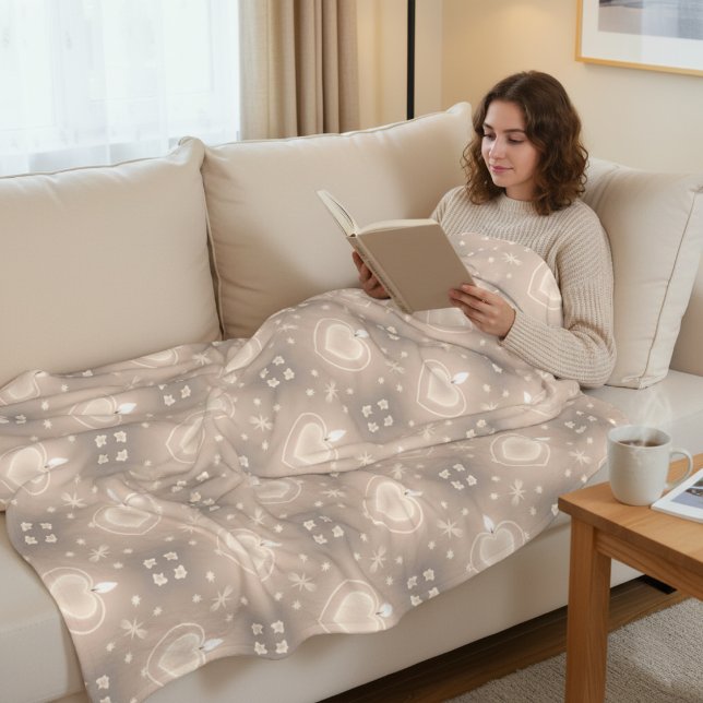 Soft Glow Heart Candle Pattern Fleecefilt (Skapare uppladdad)