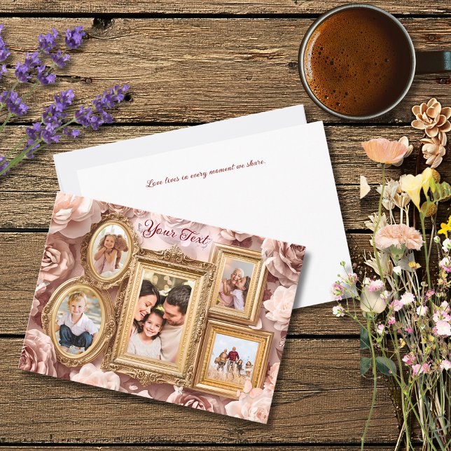 Soft Gold Baroque Floral Memory Frames Gallery Julkort (Skapare uppladdad)