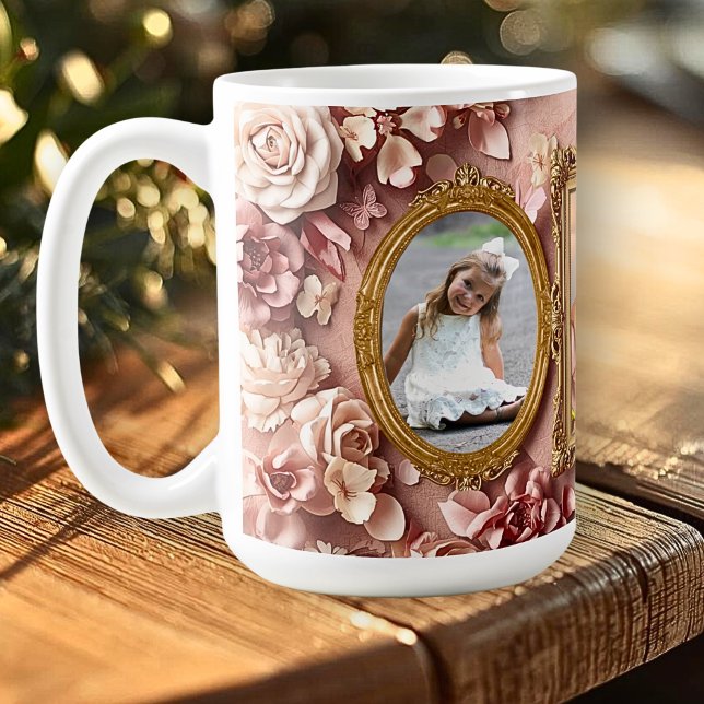 Soft Gold Baroque Floral Memory Frames Gallery Kaffemugg (Skapare uppladdad)
