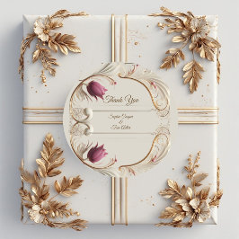 Soft Gold Baroque Grandeur with Tulip Floral Swirl Runt Klistermärke